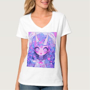 Fantasy Magisch Eenhoorn Wezen Anime Meisje T-shirt