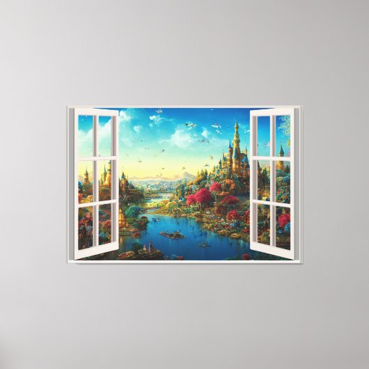 Fantasy Magische Wereld Neframe Raam Kinderkamer  Canvas Afdruk (Voorkant)