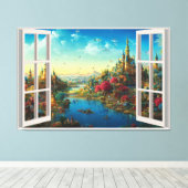 Fantasy Magische Wereld Neframe Window Kids Kamer Canvas Afdruk (Insitu (Houten vloer))