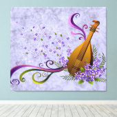 Fantasy Mandolin Music 3 Panel Canvas Afdruk (Insitu (Houten vloer))