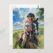 Fantasy Manga Rider in levendige landschappen Briefkaart (Voorkant / Achterkant)