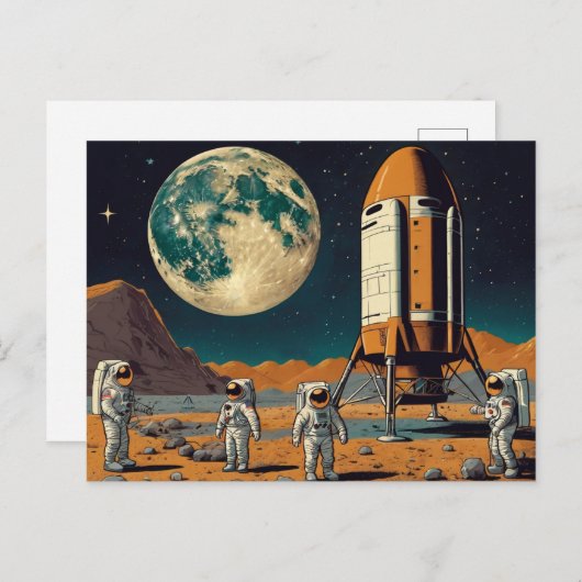  Fantasy Mars Landing Feestdagenkaart (Voorkant / Achterkant)