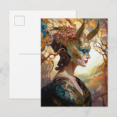 Fantasy Mask Lady Art Briefkaart (Voorkant / Achterkant)