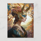 Fantasy Mask Lady Art Briefkaart (Voorkant)