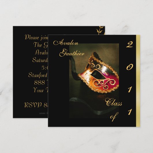 Fantasy Masquerade Class of Afstuderen Invitation Kaart (Voorkant / Achterkant)