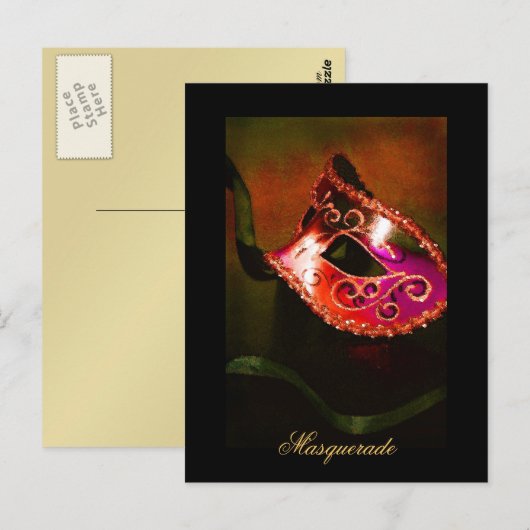 Fantasy Masquerade Mask Red Fine Art Briefkaart (Voorkant / Achterkant)