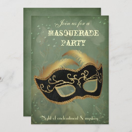 Fantasy Masquerade party Uitnodiging (Voorkant / Achterkant)