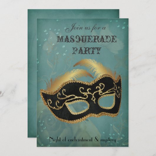Fantasy Masquerade party Uitnodiging (Voorkant / Achterkant)