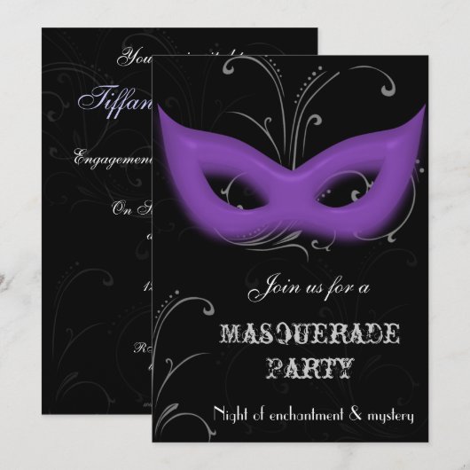 Fantasy Masquerade party Uitnodiging (Voorkant / Achterkant)
