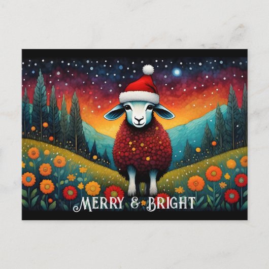 Fantasy Meadow Schattigee Baby Sheep Kerstvakantie Briefkaart (Voorkant)