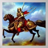 Fantasy Medieval Knight AI Digital Art Poster (Voorkant)