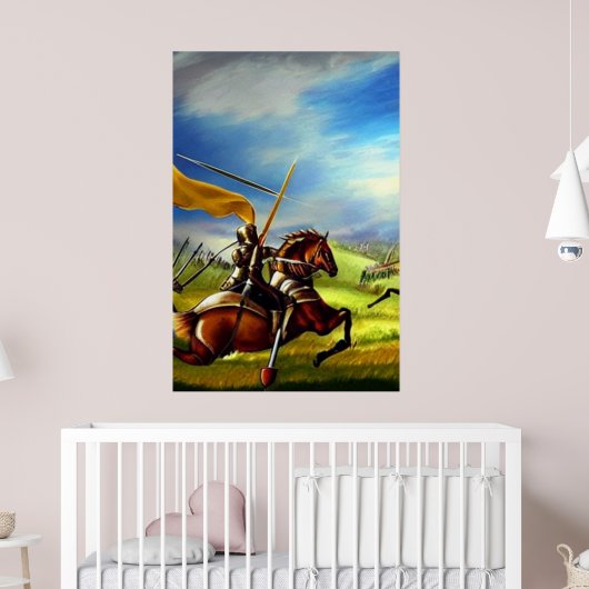Fantasy Medieval Knight AI Digital Art Poster #01 (Kinderkamer 2)