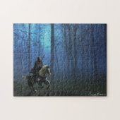 Fantasy Medieval Knight op Horseback in Moonlight Legpuzzel (Horizontaal)