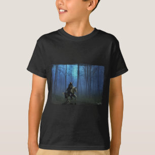 Fantasy Medieval Knight op Horseback in Moonlight T-shirt