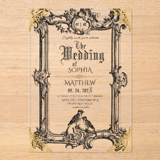 Fantasy Medieval Wedding  Acryl Uitnodigingen (Voorkant)