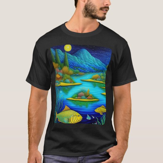 Fantasy Meer Vis Kunst   T-shirt (Voorkant)