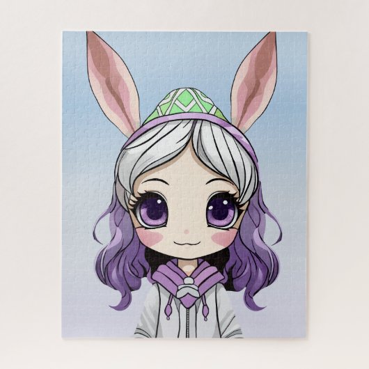 Fantasy Meisje met Bunny Ears Jigsaw Puzzel (Verticaal)