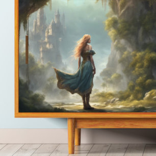 Fantasy Meisje met kasteel Decoupage Tissuepapier