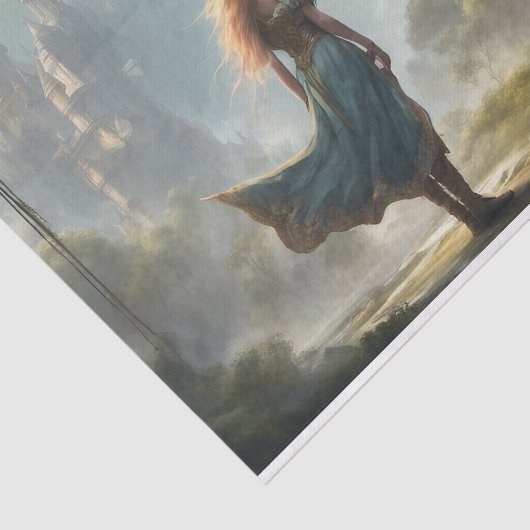 Fantasy Meisje met kasteel Decoupage Tissuepapier (Detail)