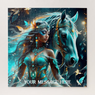 Fantasy meisje & paard onder een met sterren gevul legpuzzel