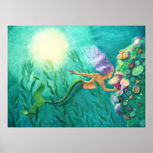 Fantasy Mermaid Art Poster Tropisch Zee Garden (Voorkant)