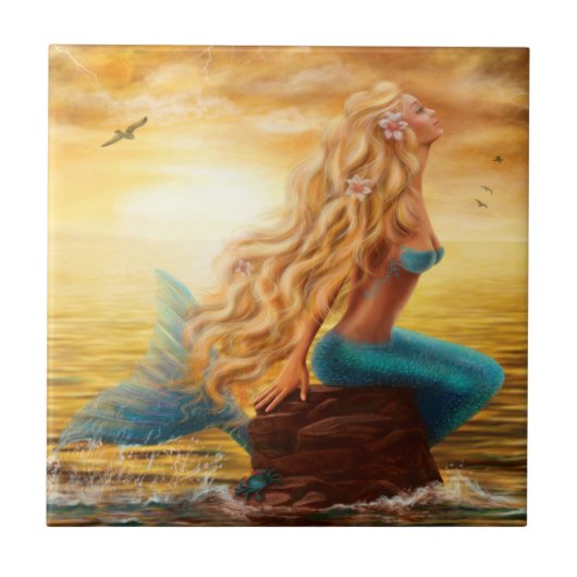 Fantasy Mermaid Ceramic Tile Tegeltje (Voorkant)