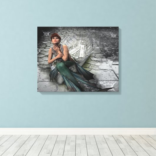 Fantasy Mermaid Fairy Tale Canvas Afdruk (Insitu (Houten vloer))