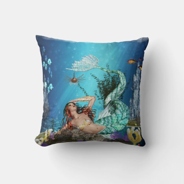 Fantasy Mermaid met vispolyester Sierkussen (Voorkant)