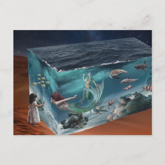 Fantasy Mermaid Ocean Cube Briefkaart (Voorkant)