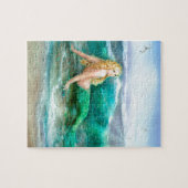 Fantasy Mermaid op de kust van het Aqua Blue Zee Legpuzzel (Horizontaal)