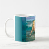 Fantasy Mermaid op Shore met Aqua Waves Koffiemok (Links)