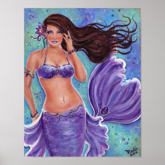 Fantasy mermaid paars poster van Renee L.Lavoie (Voorkant)