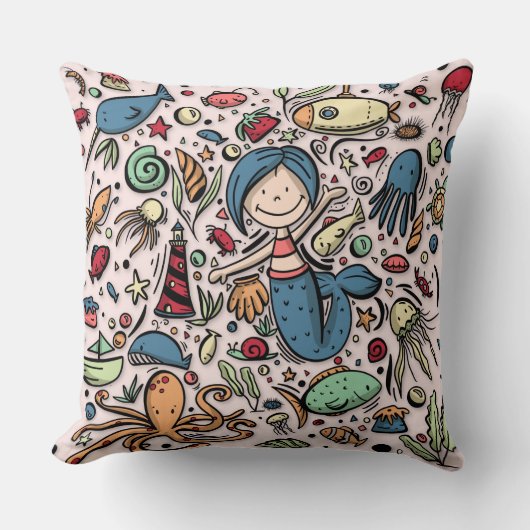 Fantasy Mermaid Pattern Kussen (Voorkant)