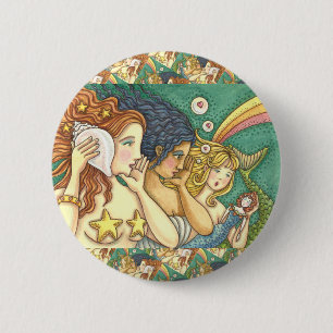 FANTASY MERMAID SISTERHOOD SHARING SECRET WISDOMS RONDE BUTTON 5,7 CM