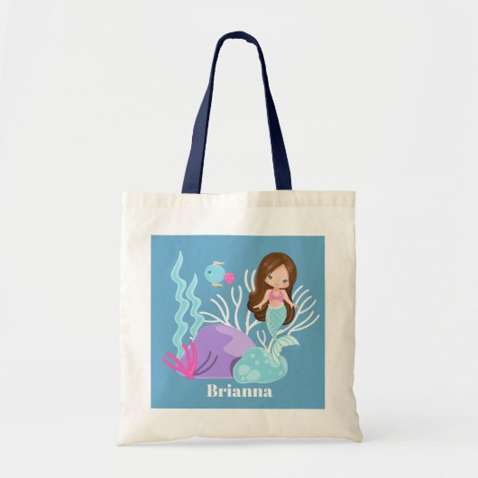 Fantasy mermaid voegt een naam toe aan meisjes can tote bag (Voorkant)