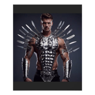 Fantasy Metaallepel en vork kleding Perfect Poster