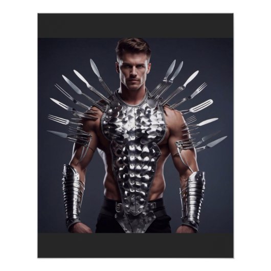 Fantasy Metaallepel en vork kleding Perfect Poster (Voorkant)