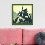 Fantasy Middeleeuws Kasteel - Houtsnede 1 Canvas Afdruk (Insitu (Woonkamer))
