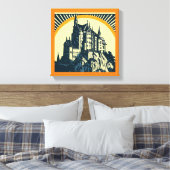 Fantasy Middeleeuws Kasteel - Houtsnede 3 Canvas Afdruk (Insitu (Slaapkamer))