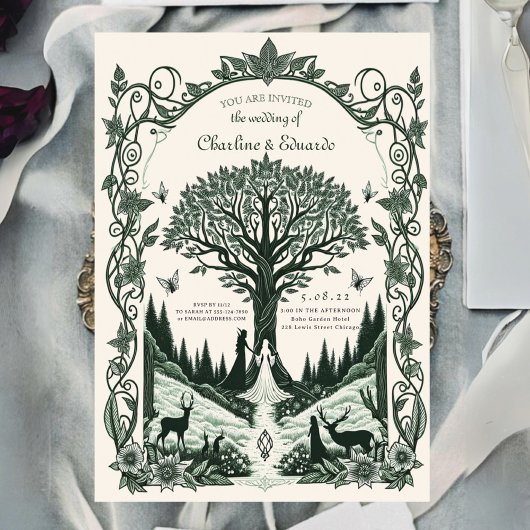 Fantasy middeleeuwse graveerkunst Kunst Bruiloft Kaart