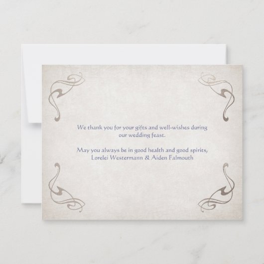 Fantasy middeleeuwse Keltische bruiloft Bedankkaart (Achterkant)