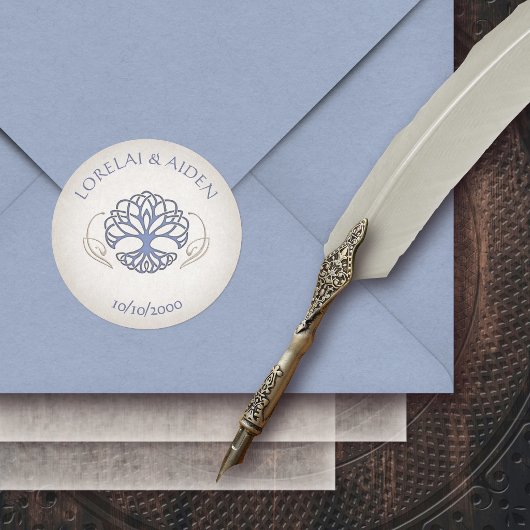 Fantasy Middeleeuwse Keltische Bruiloft Ronde Sticker