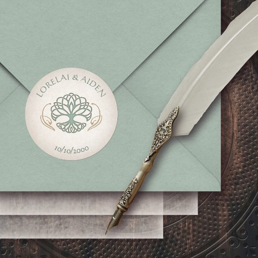Fantasy Middeleeuwse Keltische Bruiloft Ronde Sticker