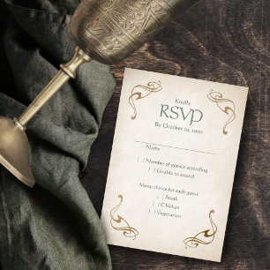 Fantasy Middeleeuwse Keltische Bruiloft RSVP Kaartje