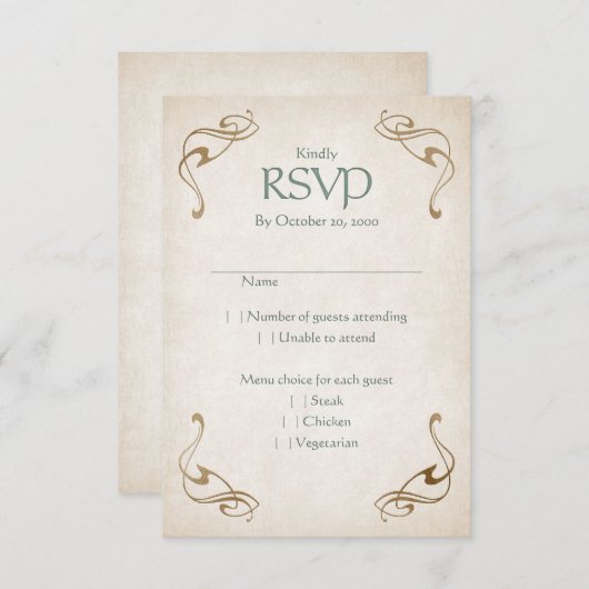 Fantasy middeleeuwse Keltische bruiloft RSVP Kaartje (Voorkant / Achterkant)