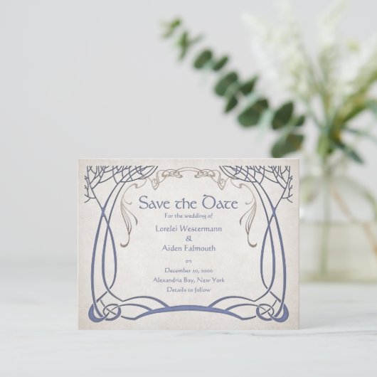 Fantasy middeleeuwse Keltische bruiloft Save The Date (Staand voorkant)