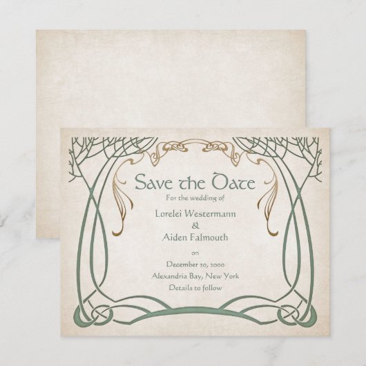 Fantasy middeleeuwse Keltische bruiloft Save The Date (Voorkant / Achterkant)