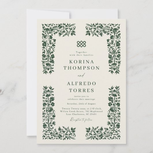 Fantasy Middeleeuwse Keltische Knoop Huwelijksuitn Kaart (Voorkant)