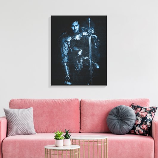 Fantasy middeleeuwse krijger in pantser illustrati canvas afdruk (Insitu (Woonkamer))