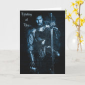 Fantasy middeleeuwse krijger in pantser illustrati kaart (Gele Bloem)